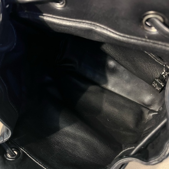 Perlina NY Black Leather Drawstring Magnetic Flap Closure Backpack Backzip Entry main image 7